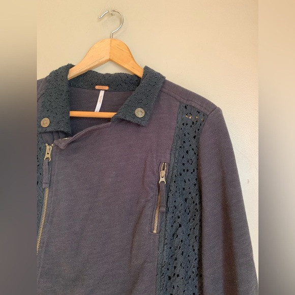 Free people black knit and lace jacket coat boho bohemian festival - Picture 5 of 7